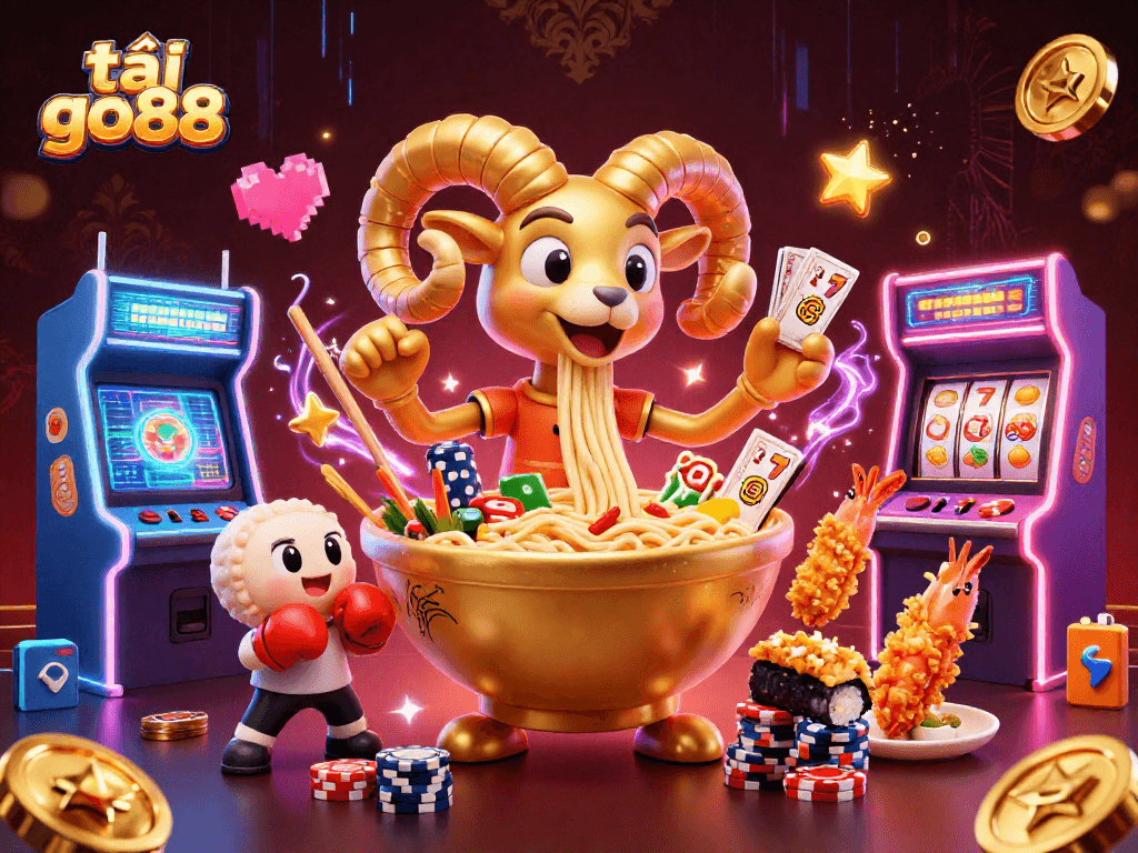 Engage in thrilling gameplay with tải go88 amidst vibrant casino elements and colorful characters.