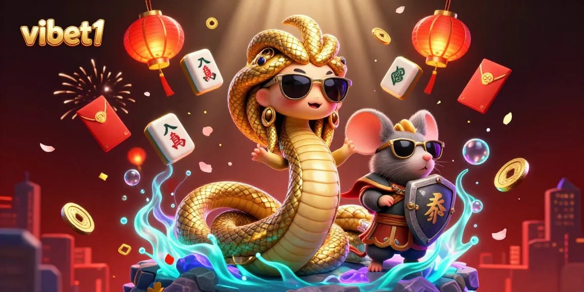 Experience gaming excitement with vibet1 in this vibrant 3D casino illustration, showcasing dynamic game elements.