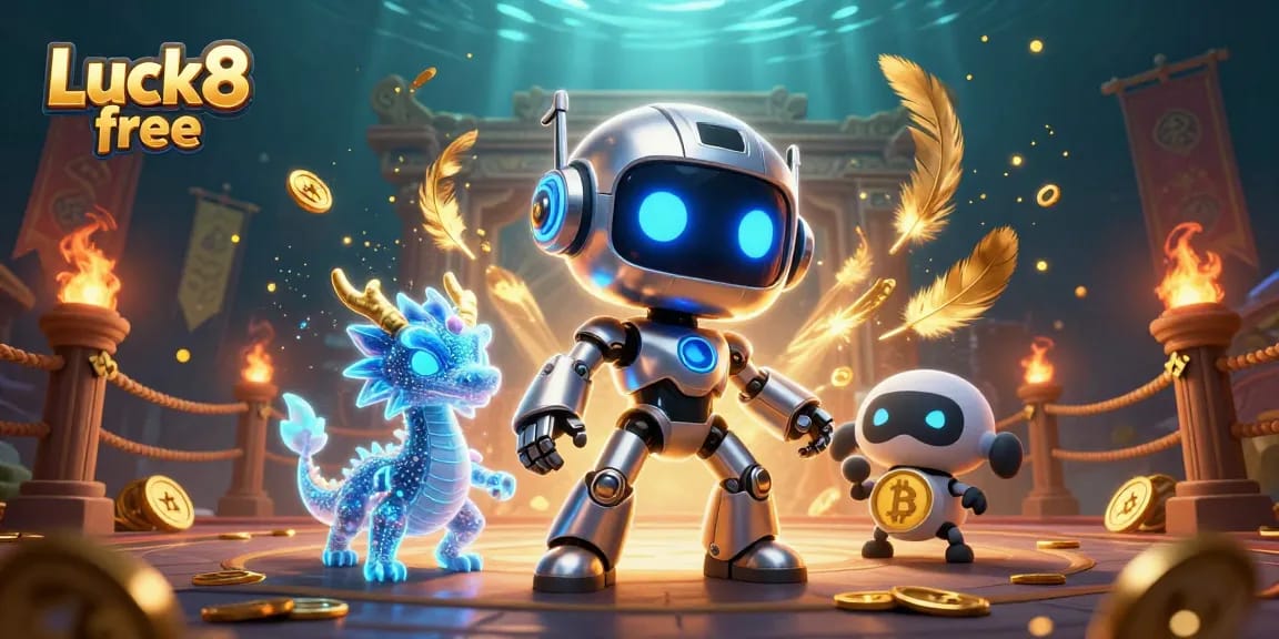 Engage with the vivid world of Luck8 free, featuring vibrant 3D casino elements and characters.