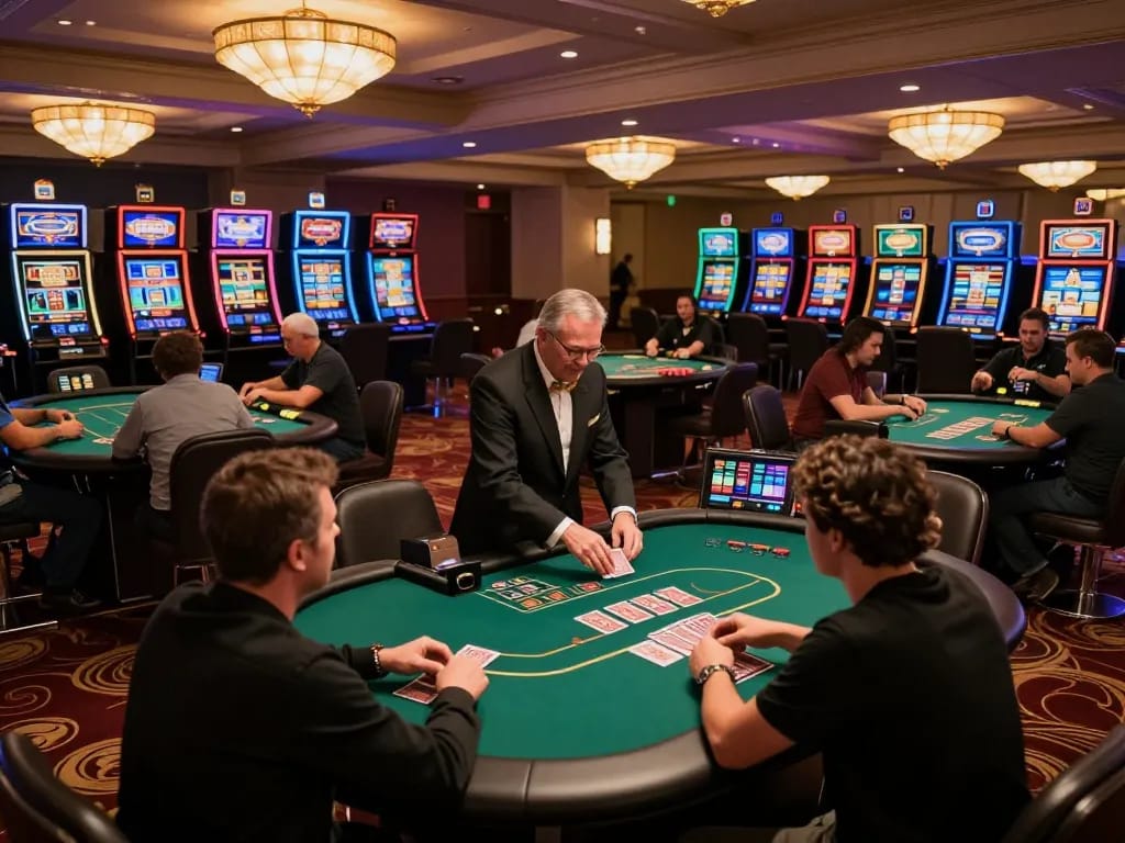 Players engaging in poker at FUN79 casino with vibrant atmosphere and strategic gameplay.