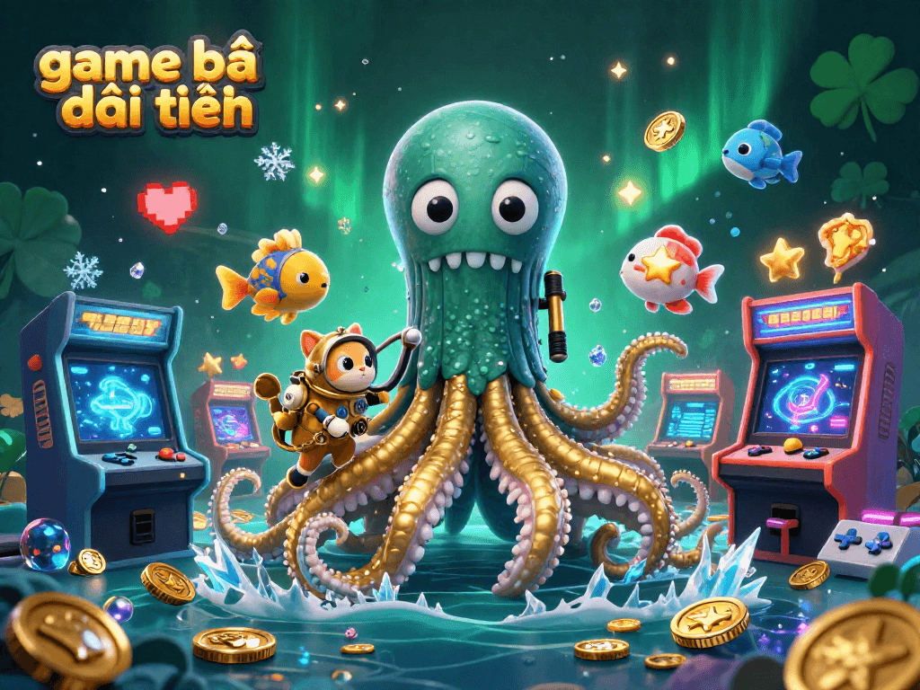 Experience the thrilling world of game bài đổi thưởng illustrated with a vibrant kraken and gaming elements.