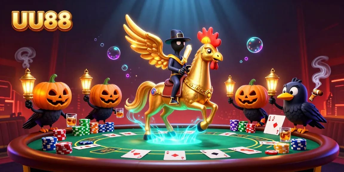 UU88 unleashes thrilling poker action in a vibrant midnight casino atmosphere.