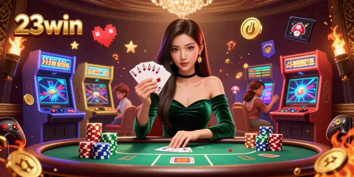 Experience 23win with vibrant casino games and elegant gameplay featuring a serene poker scene.