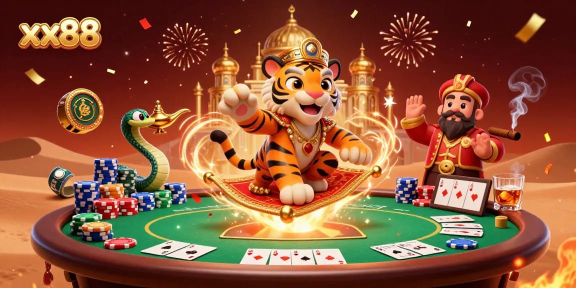 Experience the magic of xx88 with a vibrant casino scene filled with poker excitement.