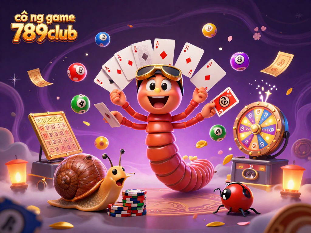 Experience the dynamic fun at cổng game 789club with engaging character illustrations and vibrant lottery elements.