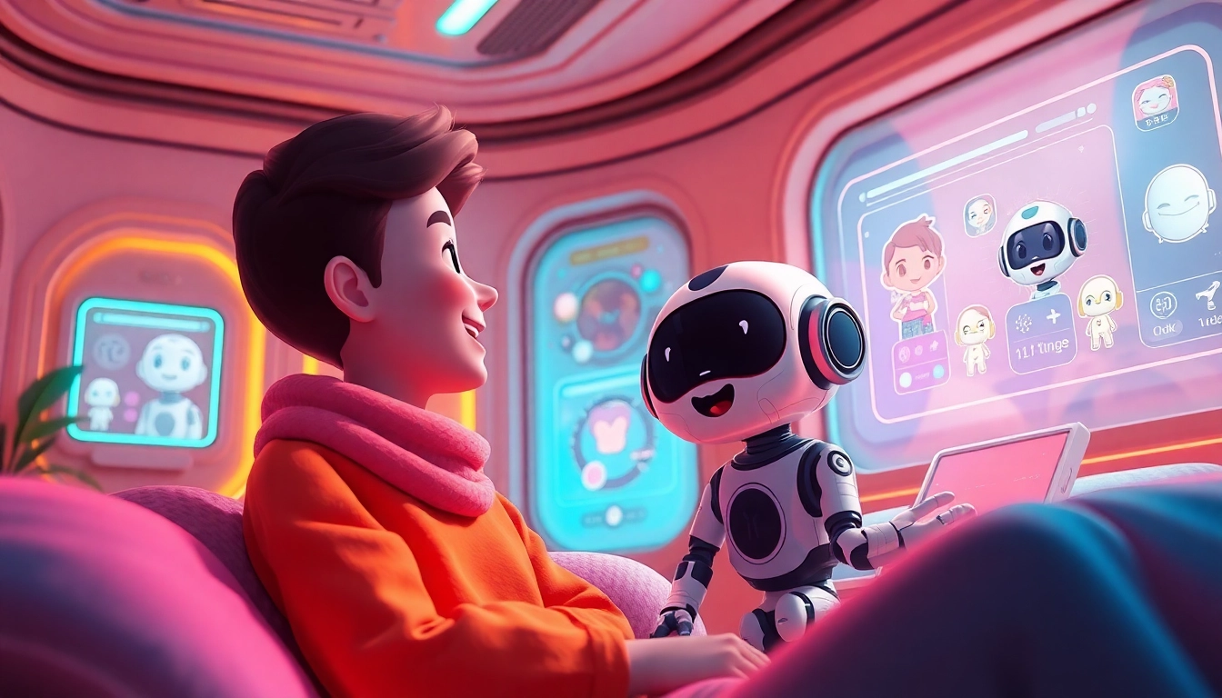 Engaging interaction with a crush on ai avatar in a vibrant digital space.