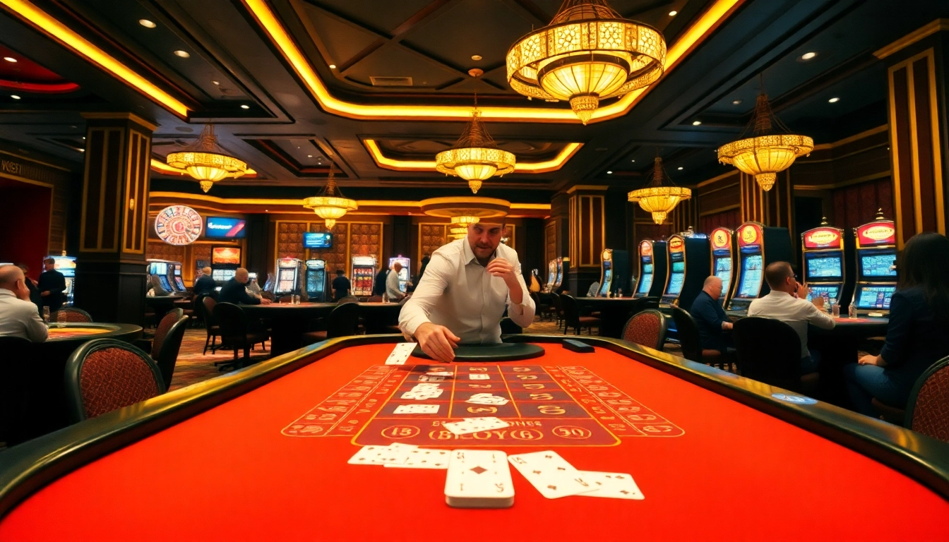 Engage in thrilling gameplay at https://789p.gives/ featuring a luxurious casino scene with blackjack action.