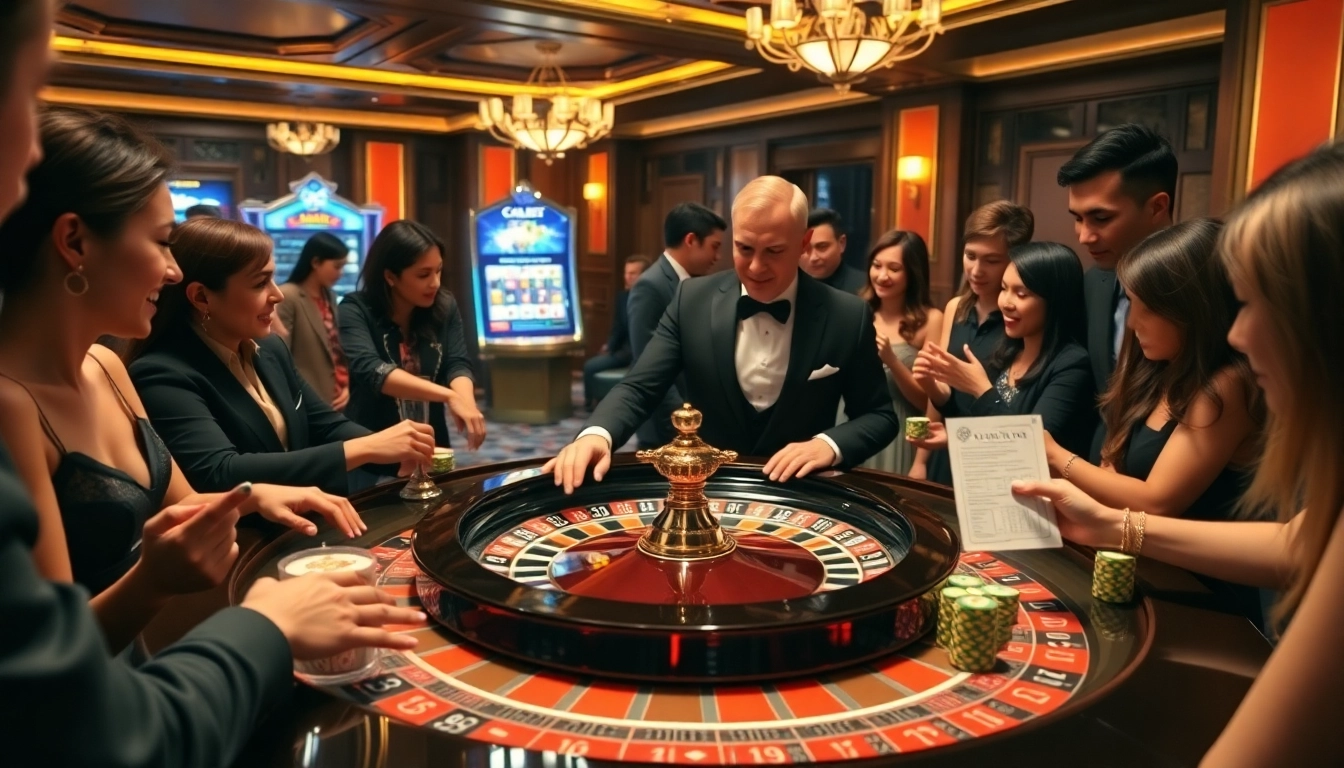 Players enjoy the excitement of gambling at fun88.vet's luxurious casino setting.