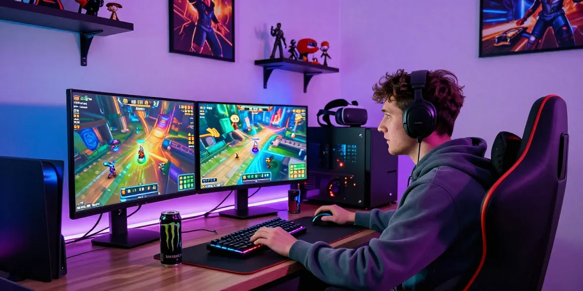Exciting online gaming setup at https://proplay88.uk.com/ with a focused gamer and colorful graphics.