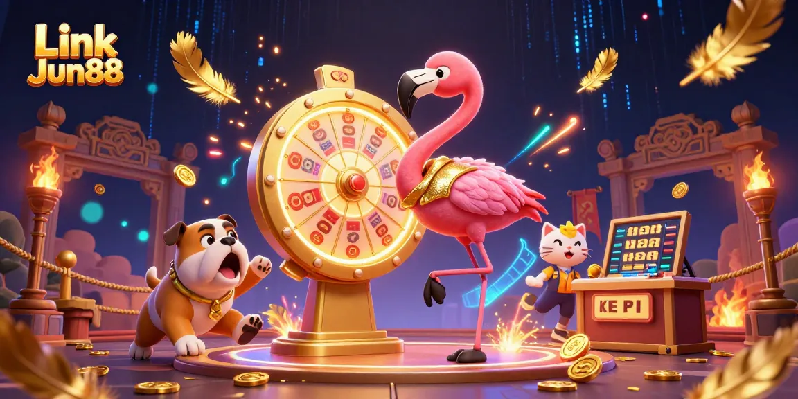 Experience thrilling spins at Link Jun88 with lively characters and a vibrant casino atmosphere.