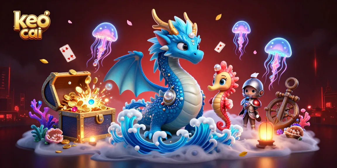 Engage in keo nha cai betting strategies with a vibrant underwater casino scene featuring a dragon and sea creatures